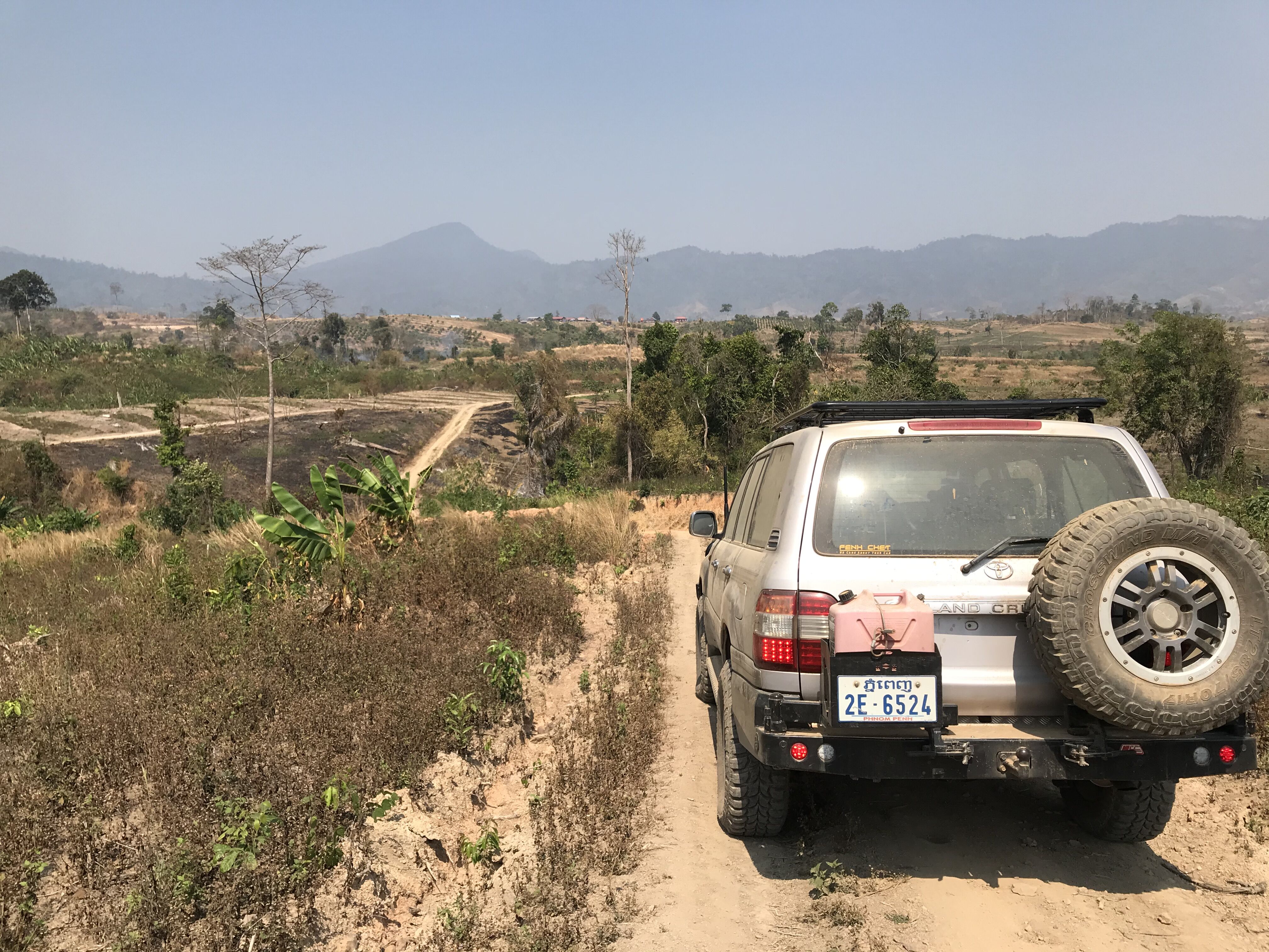Cambodia farmland and jeep