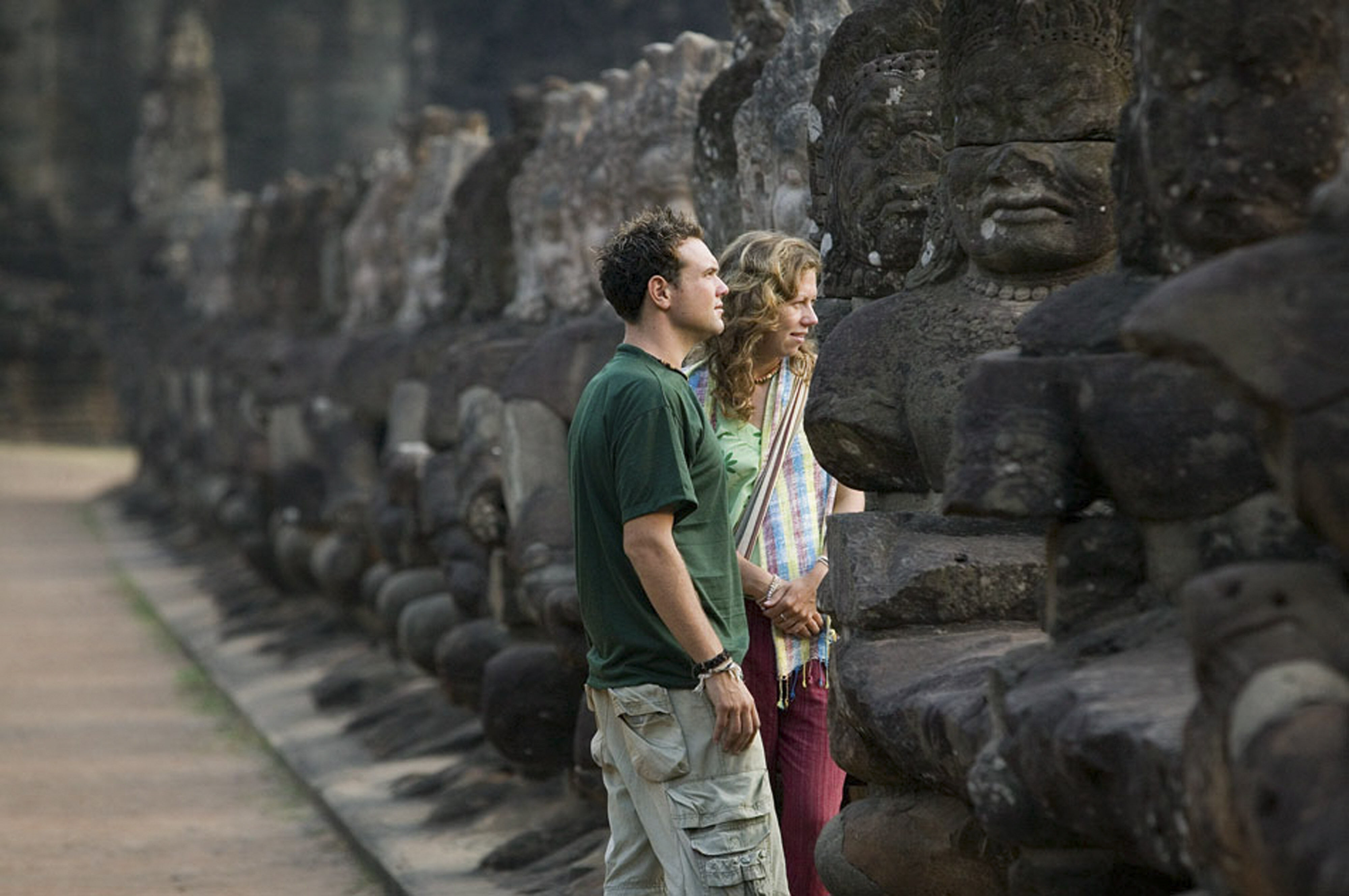 Couple visiting Angkor Wat