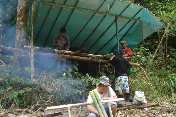 Iban longhouses & riverside shelter - Batang Ai NP, Malaysian Borneo
